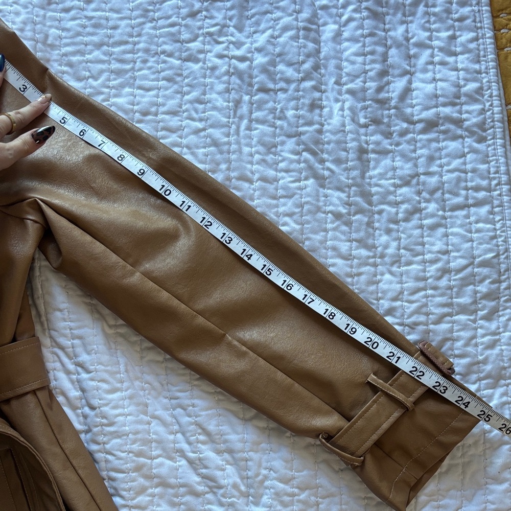 Faux Leather Trench Coat - Tan - Picture 11 of 12